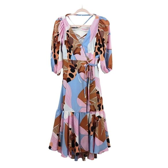 Hutch Anthropologie Bloom Wrap Midi Dress Size XSP Lace Up Back - Picture 5 of 13
